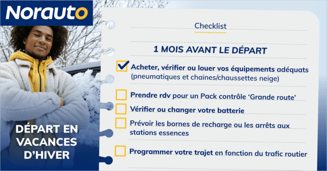 Checklist départ vacances hiver 1 mois