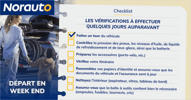 Checklist départ en week-end quelques jours auparavant