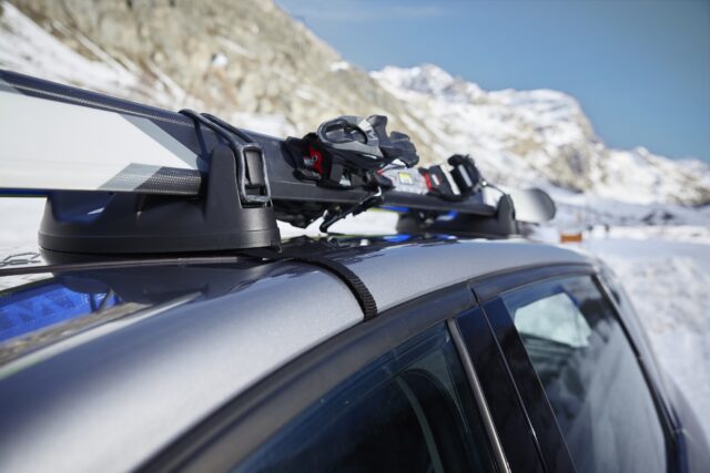 Shooting Norauto, visuel de porte-ski sur une voiture